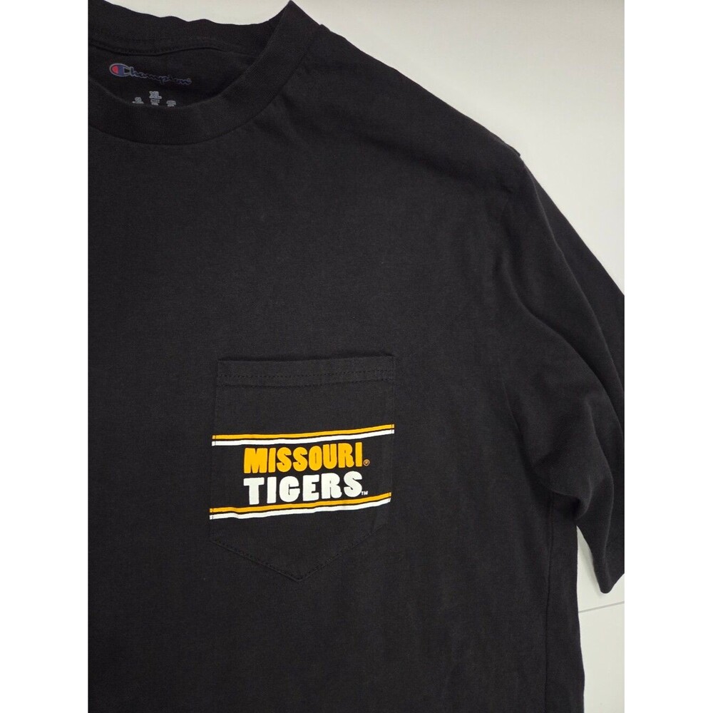 Champion Mizzou Missouri Tigers Pocket T-Shirt Mens XL Black Graphic Tee - Picture 7 of 14